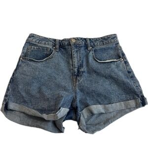 tgla Shorts Womens 30 Blue Denim Cuffed Acid Wash Casual